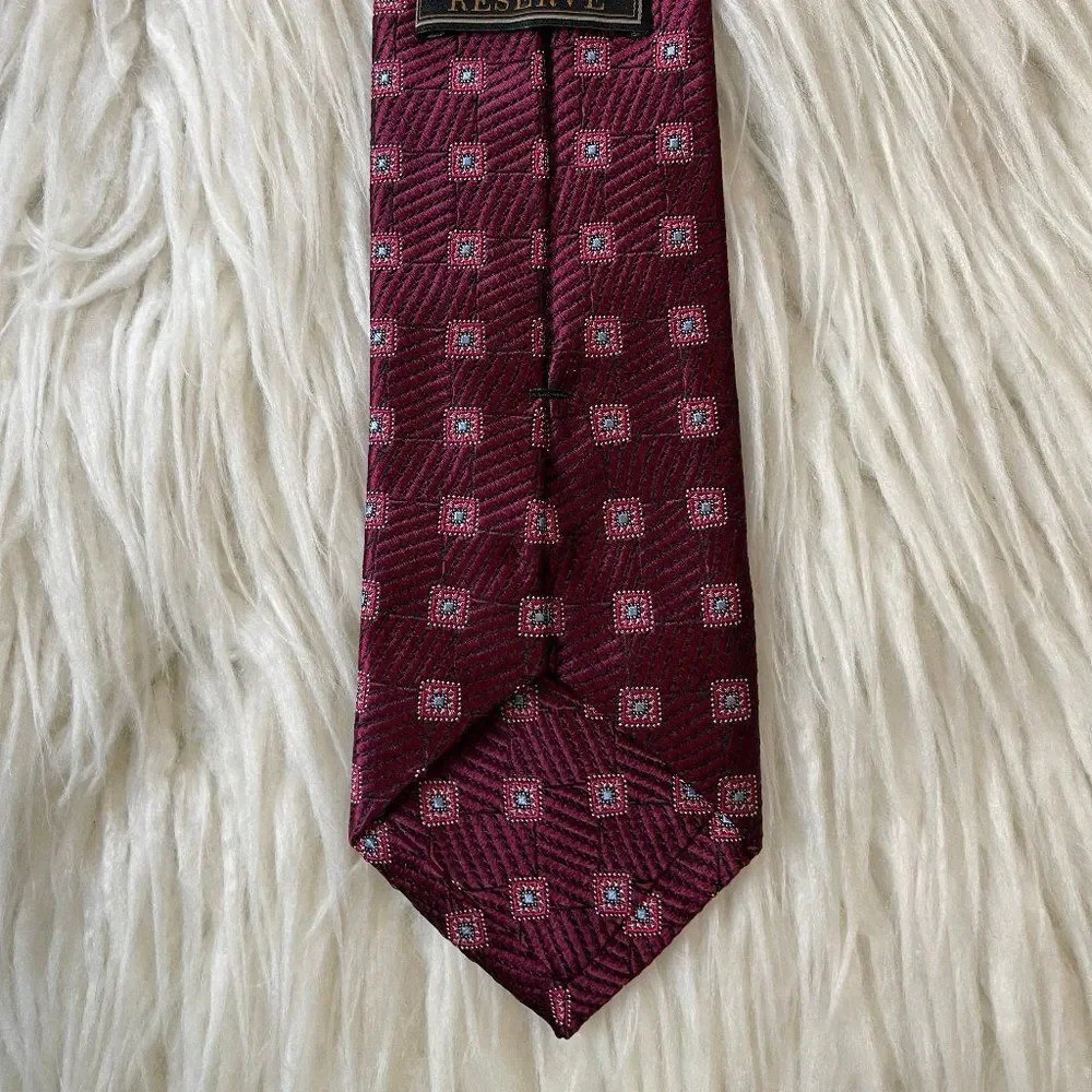 Jos. A. Bank Reserve Dark Red Patterned tie Long 100% Silk